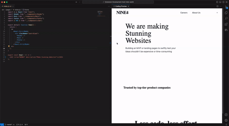 Instantly apply web design